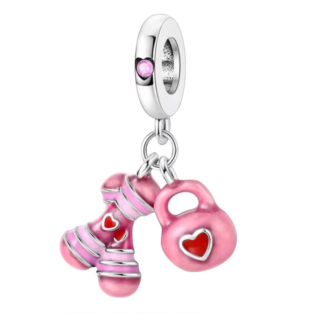 Dumbbell Kettleball Charm Pandora Style